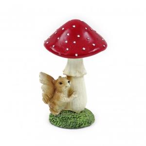 Gomba + állatfigura 13cm 2féle mókusos vagy sünis