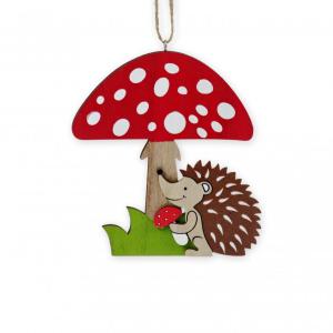 Gomba + süni dekoráció 12cm akasztható