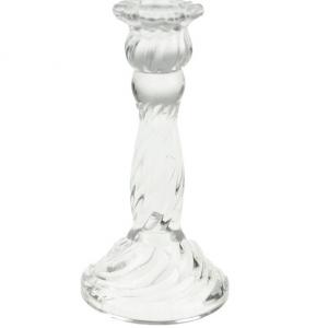 Gyertyatartó üveg 8,3*15cm csavart átlátszó