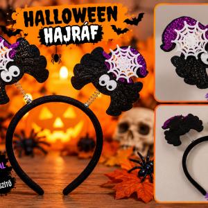 Halloween hajráf – csillámos pókfigurákkal és pókhálóval