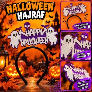 Halloween hajráf – Happy Halloween felirattal és szellemekkel