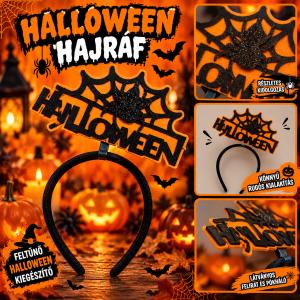 Halloween hajráf – narancssárga-fekete Halloween felirattal