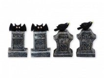 Halloween sírkő 4db 5,5cm szürke rip