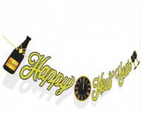 Happy new year betû fûzér, arany, glitteres