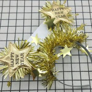Happy new year, csillagos fejdísz, arany