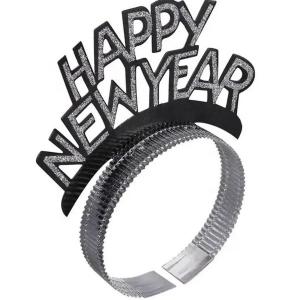 Happy new year, fejdísz, fekete, 3 db/cs