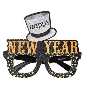 Happy New Year glitteres szemüveg, kalapos