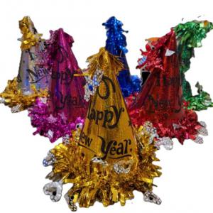 Happy new year kalap, színes, extra, boás