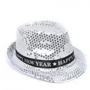 Happy New Year szövetkalap, villogós, ezüst