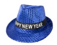 Happy New Year szövetkalap. villogós, kék