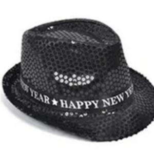 Happy New Year szövetkalap, villogós,fekete