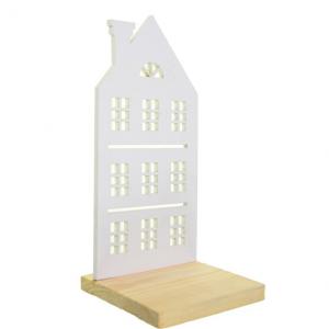 Ház fa 12*25*0,6cm fehér karácsonyi