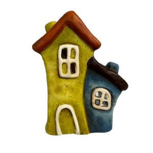 Ház kerámia 12*6.8*15cm zöld mécsestartó