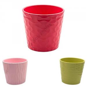 Hullámos Mintás Kaspó 12,5 × 11,5 cm – 3 Színben (Rózsaszín, Pink, Zöld)