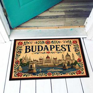 Hungary Lábtörlő - Budapest lábtörlő kalocsai mintával 40×60 cm – Magyaros Hungary ajándék