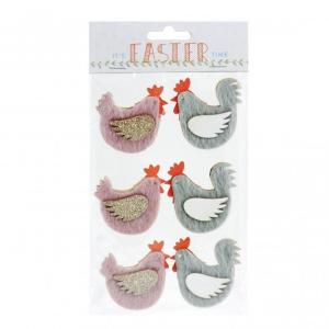 Húsvéti dekor szett öntapadós 6db 6cm tyúkok
