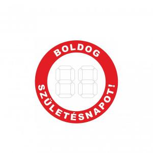 Hűtőmágnes kerek (írható évszám) Boldog Születésnapot piros 8cm fa