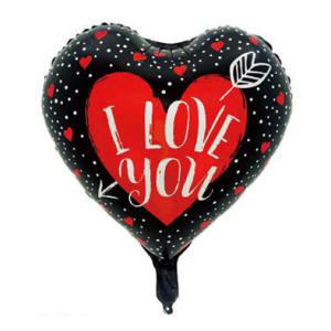 I Love You feliratos - Szív formájú fekete kerettel - Fólia Lufi - 45cm - Léggömb - Szerelmes Lufi - Szerelmes Ajándék