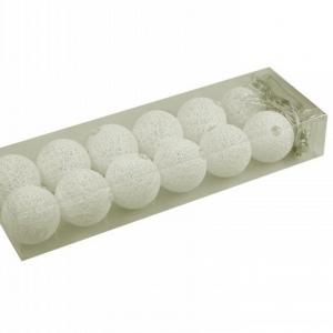 Izzósor 12Led 5cm 3 elemes gömb füzér meleg fehér/piros elem nem tartozék