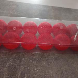 Izzósor 12Led 5cm 3elemes gömb füzér meleg piros