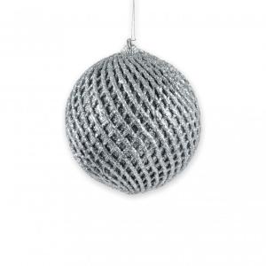 Karácsonyfadísz gömb ezüst 10cm CAA126470