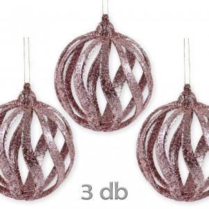 Karácsonyfadísz gömb glitteres 3db 8cm AWR100700 3f