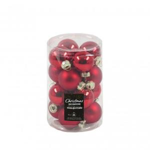 Karácsonyfadísz gömb piros 16db 3,5cm