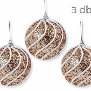Karácsonyfadísz gömb rosegold 3db 8cm 628459