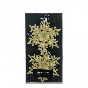 Karácsonyfadísz hópehely arany glitteres 2db 11cm CAA222100
