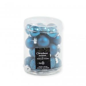 Karácsonyfadísz kék gömb 24db 25mm