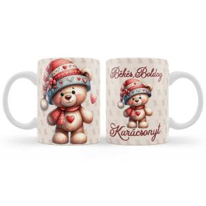 Karácsonyi Bögre 3 dl - Békés Boldog Karácsonyt Macis - Karácsonyi Ajándék