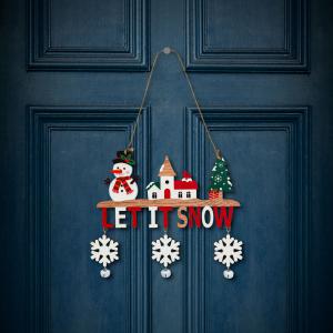 Karácsonyi dekoráció - akasztható - fa - csengettyűvel - 23 x 20 cm - 2 féle