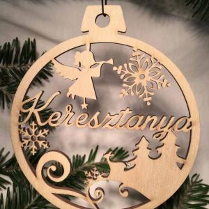 Karácsonyi Díszgömb - Keresztanya – Karácsonyfa dísz – Karácsonyi ajándék