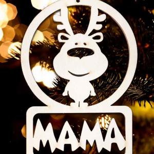 Karácsonyi Díszgömb - Mama Rénszarvas – Karácsonyfa dísz – Karácsonyi ajándék