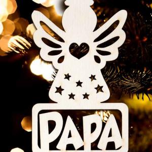 Karácsonyi Díszgömb - Papa Angyal – Karácsonyfa díszek – Karácsonyi ajándék ötletek