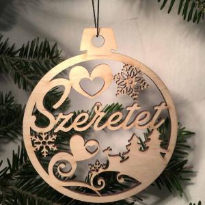 Karácsonyi Díszgömb - Szeretet – Karácsonyfa dísz – Karácsonyi ajándék