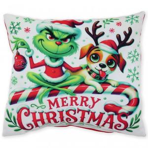 Karácsonyi díszpárna zöld manó grincs 30x26cm