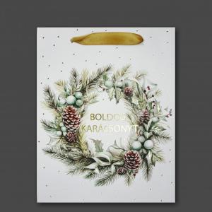 Karácsonyi dísztasak Boldog Karácsonyt nagy 26x12x32cm 370375