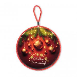 Karácsonyi edényalátét/falidísz díszek 17x19cm bordó karácsonyi gömbök