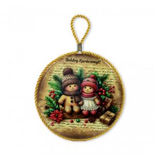 Karácsonyi edényalátét/falidísz figura 17x19cm mézike pár