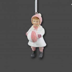 Karácsonyi figura fehér/rózsaszín 9cm AJC000390 4f