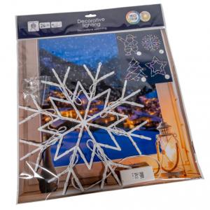 Karácsonyi hópihe figura sziluett LED-es elemes (elem nélkül) multi 42cm
