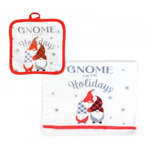 Karácsonyi kendő és edényfogó szett - manós