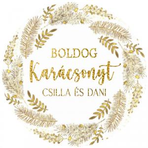 Karácsonyi matrica - Egyedi szöveggel ellátott személyre szabott- arany koszorú