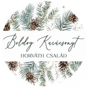 Karácsonyi matrica - Egyedi szöveggel ellátott személyre szabott- fenyőág tobozzal