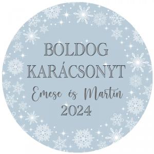 Karácsonyi matrica - Egyedi szöveggel ellátott személyre szabott- hópelyhes kék