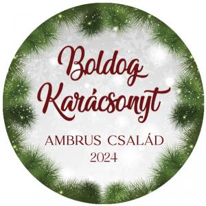 Karácsonyi matrica - Egyedi szöveggel ellátott személyre szabott- zöld tűleveles