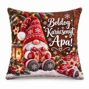 Karácsonyi Nagy Plüss Párna Apának 45x45cm - Boldog Karácsonyt Apa! Gnóm Manós Mintával