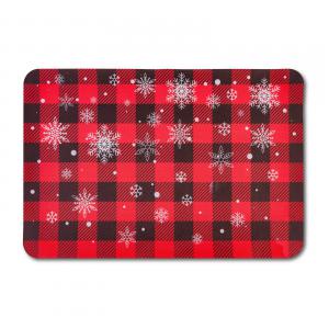 Karácsonyi tányéralátét - 45 x 30 cm piros fekete kockás hópehellyel