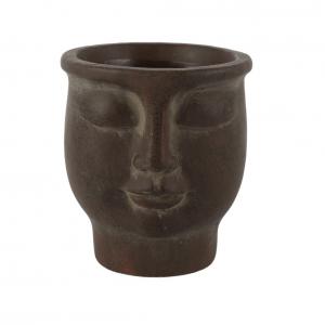 Kaspó cement fej mintás D13,5 barna